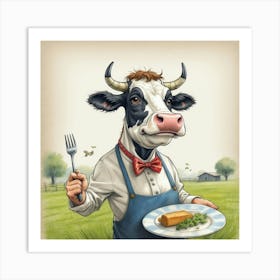 Cow In Apron Art Print