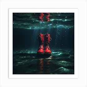 Red Boots In The Water Art Print