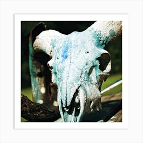 Blue Ram Skull Art Print