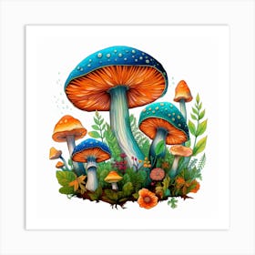 Mushrooms In The Forest 83 Art Print