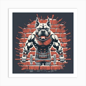 A Warrior Pitbull With Fit Human Body Came Out O Art Print