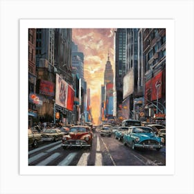 Times Square At Sunset Art Print