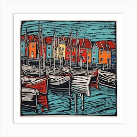 Boats In Harbour Art Print