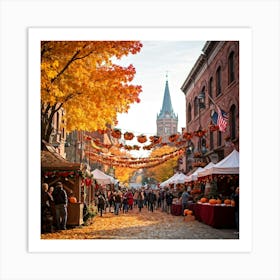 Autumn Market In Boston Art Print