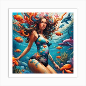 Octopus Girl Art Print