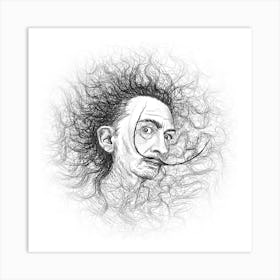 Dali Portrait Drawing Art Print