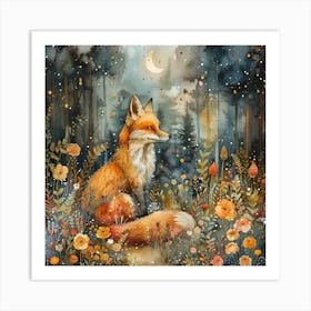 Fox In The Forest 1 Art Print