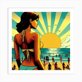 Girl At The Beach Art Print