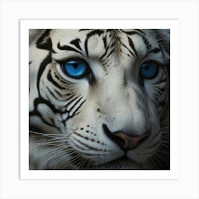 White Tiger With Blue Eyes Art Print