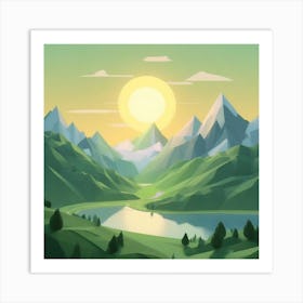 Firefly An Illustration Of A Beautiful Majestic Cinematic Tranquil Mountain Landscape In Neutral Col (44) Art Print