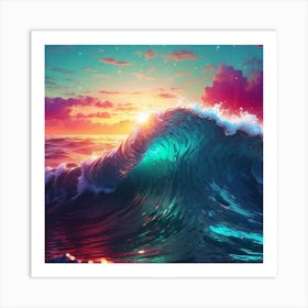 Ocean Wave At Sunset Art Print