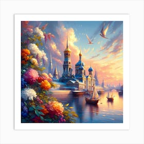 Sunset In St Petersburg Art Print