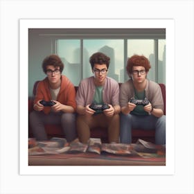 Three Gamers Art Print