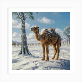 Camel In The Snow Art Print