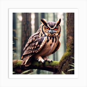 Owl In The Forest 18 Art Print