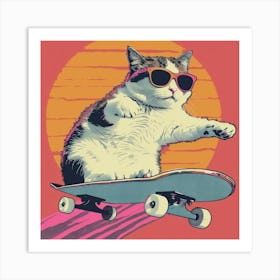 Skateboard Cat 4 Art Print