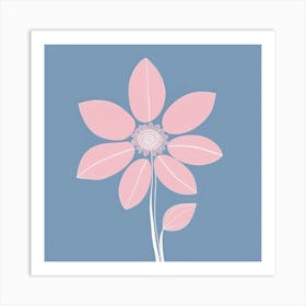 A White And Pink Flower In Minimalist Style Square Composition 1 Art Print