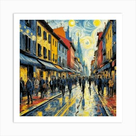 Urban Street Van Gogh Style Wall Art, Print 2 Art Print