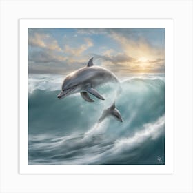 Dolphins In The Ocean Art Print