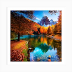 Autumn Mountain Lake Art Print