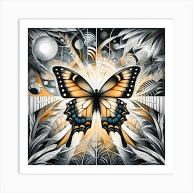 Art Nouveau Butterfly v3 Art Print