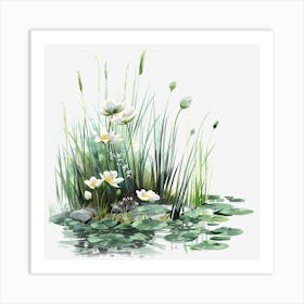 Springtime-Duck-Pond-Clipart.11 Art Print