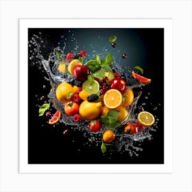 Fruit Splashing In Water 2 Art Print