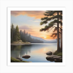 Sunset By The Lake 3 Art Print