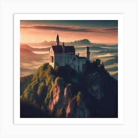 A Picture Of A Castle On A Rocky Hill With A Movie Like Feel Art Print