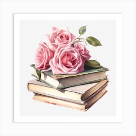 Roses On Books 11 Art Print