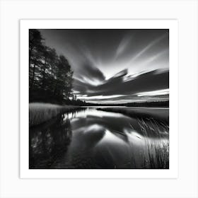 Black And White Lake Art Print