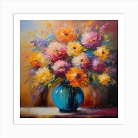 Flowers In A Blue Vase 2 Art Print