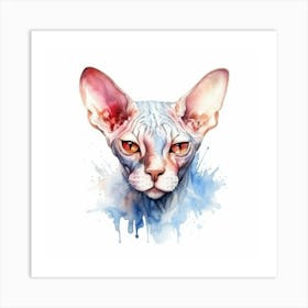 Don Sphynx Odd Eyed Cat Portrait Art Print