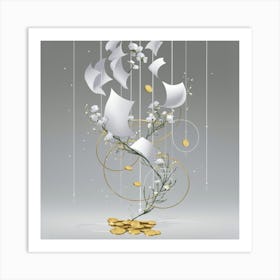 Gold Coins And Paper Art Print