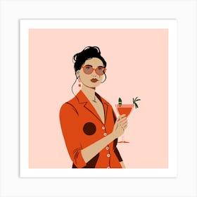 Red Martini Girl - Cocktail Art Print