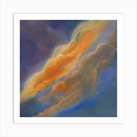 Sunset clouds sky hand painted  Art Print