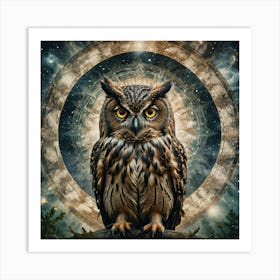 Owl In The Night Sky Art Print