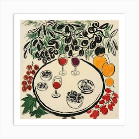 Wine With Friends Matisse Style 8 Art Print