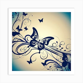 Butterflies And Vines 3 Art Print