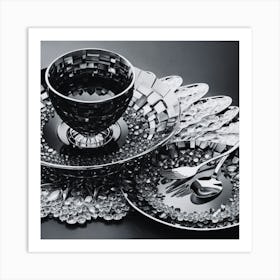 Black And White Dinnerware Art Print