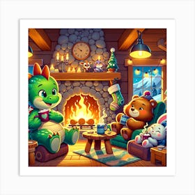 little dragon fireplace Art Print