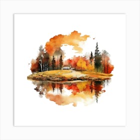 Watercolor Autumn Landscape 38 Art Print