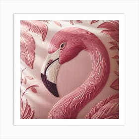 Flamingo Embroidery 2 Art Print