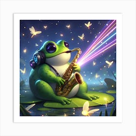 A Croaking Frog With A Saxophone That’S Also A Laser Show 3 Art Print