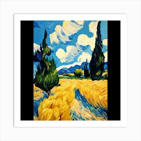 Cypresses In The Wheat Field 1 Art Print