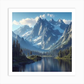 Lake front of mountains Art Print