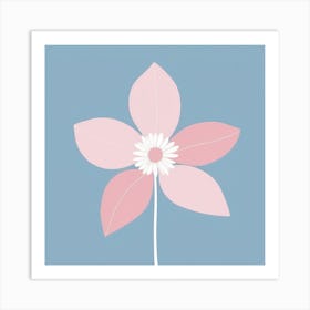 A White And Pink Flower In Minimalist Style Square Composition 474 Art Print