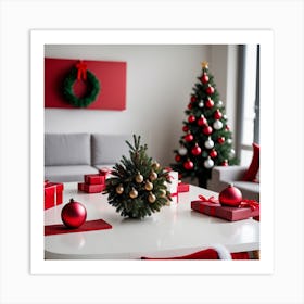 Christmas Table In Living Room Art Print