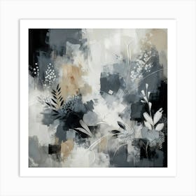 Abstract Floral Monochrome Serenity Art Print