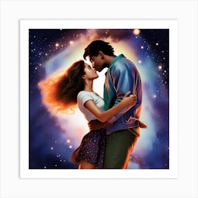 Kissing In Space Art Print